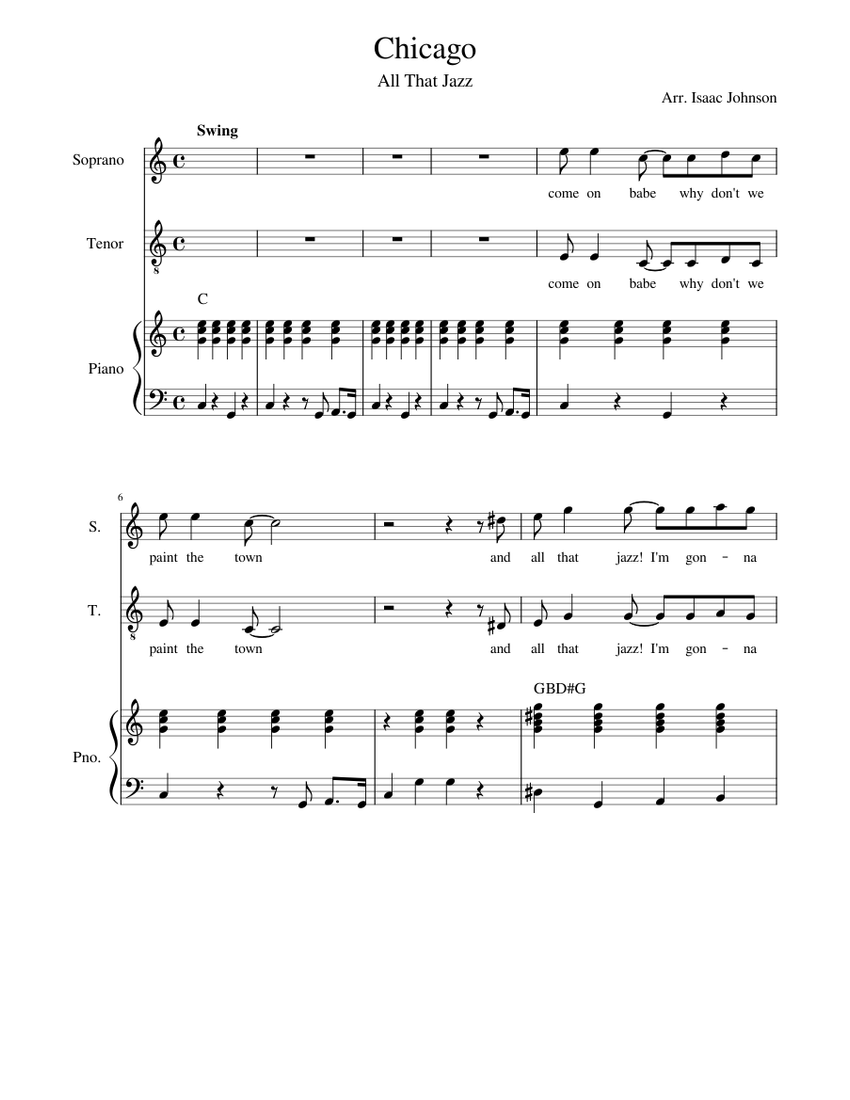 All that Jazz sheet music for Piano, Voice download free in PDF or MIDI