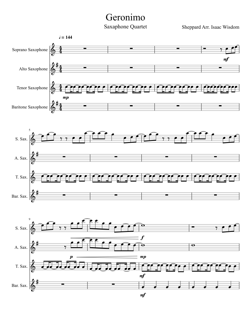 Geronimo Sax Quartet Sheet music