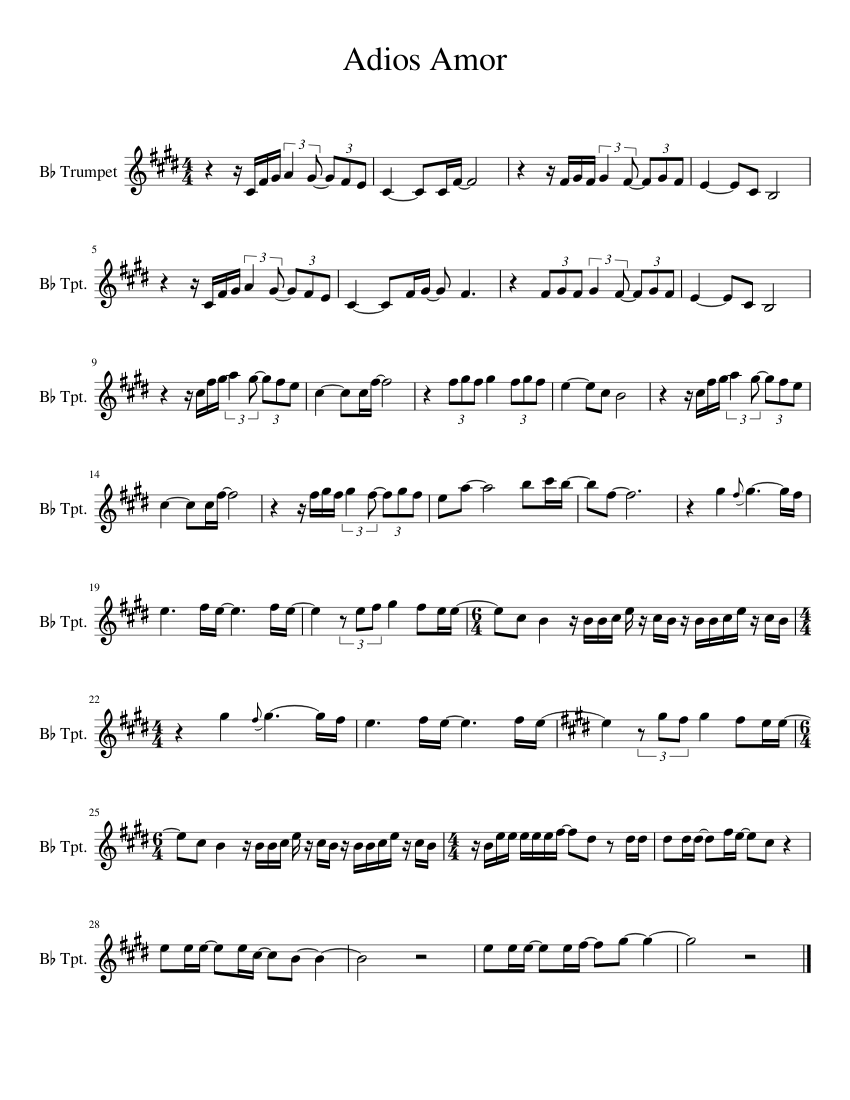 Adios Amor Sheet Music For Trumpet In B Flat Brass Duet Musescore Com