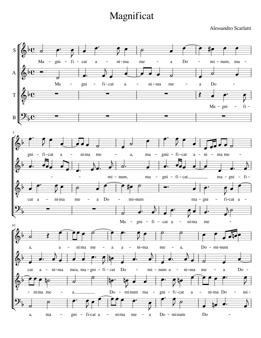 A Scarlatti Magnificat Sheet Music For Voice Download Free In Pdf