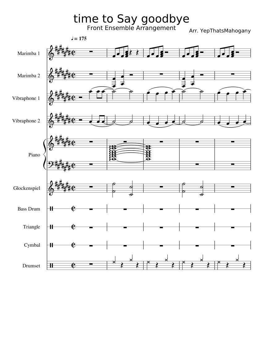 Time To Say Goodbye sheet music for Piano, Percussion download free in