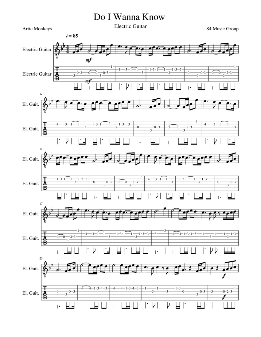 Do I Wanna Know Electric Guitar Sheet music for Guitar Download