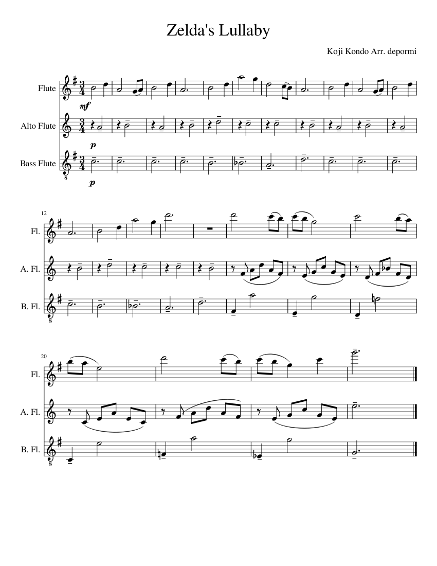 Zelda's Lullaby sheet music for Flute download free in PDF or MIDI