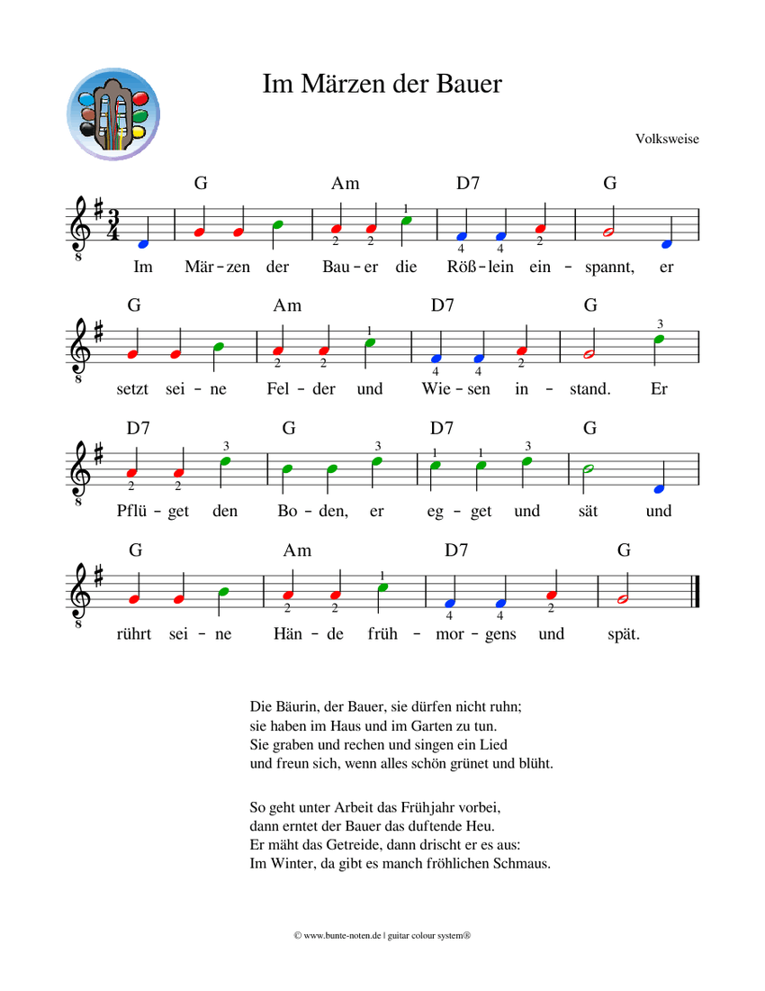 Im Märzen der Bauer Sheet music for Guitar | Download free in PDF or
