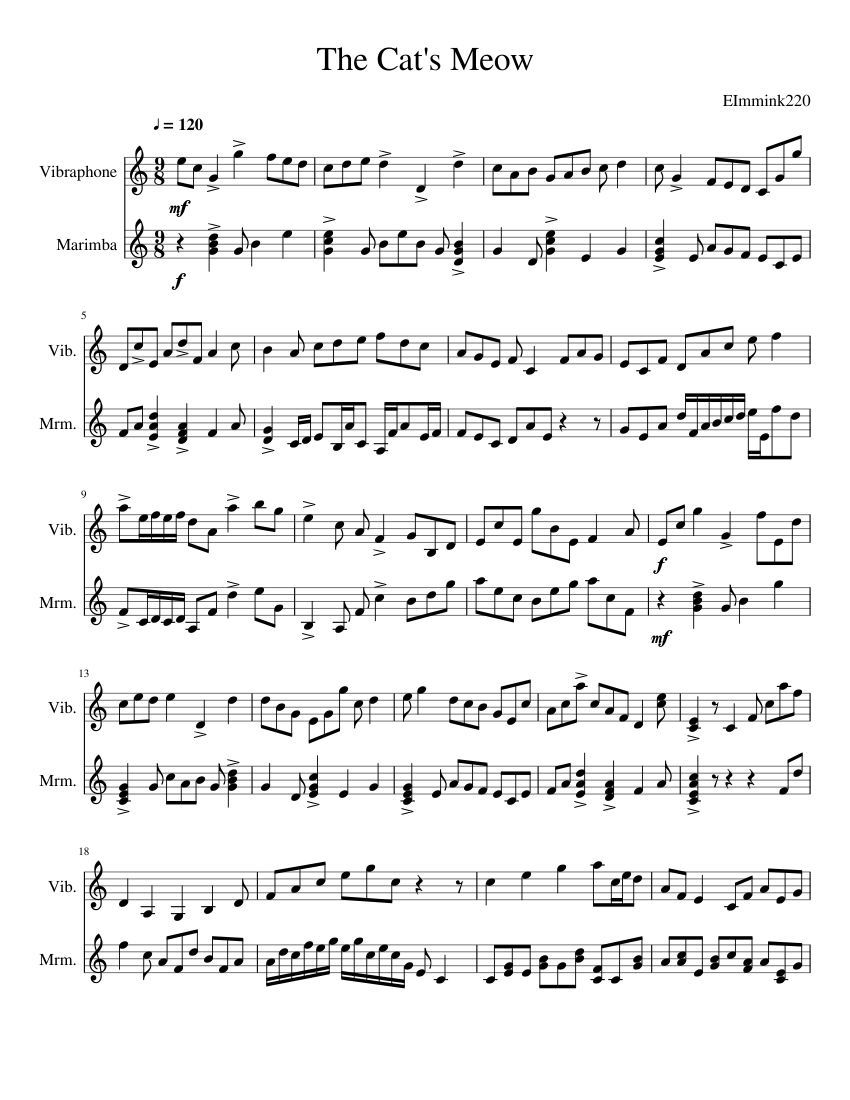 The Cat's Meow sheet music for Percussion download free in PDF or MIDI