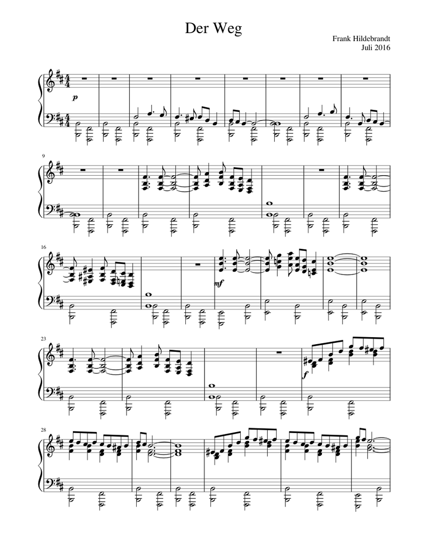 Der Weg Sheet music for Piano | Download free in PDF or MIDI ...