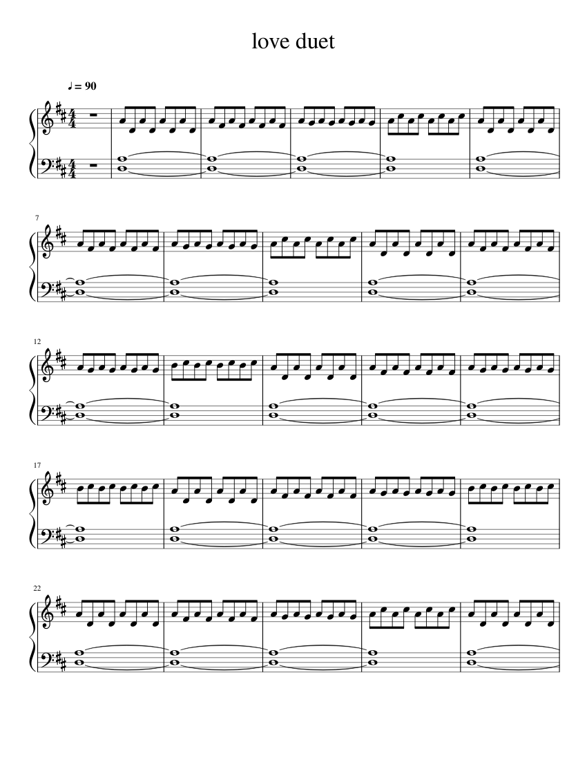 Love duet_piano sheet music for Piano download free in PDF or MIDI