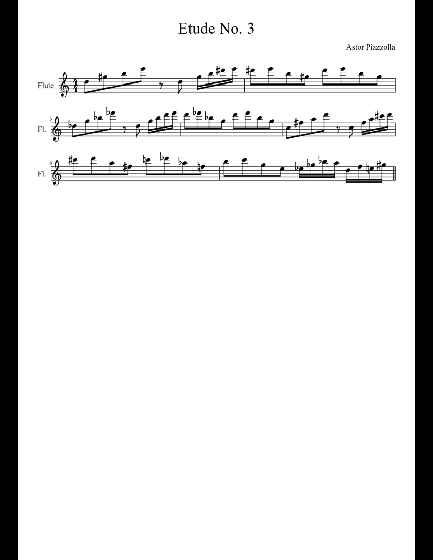 Etude No. 3 sheet music for Flute download free in PDF or MIDI