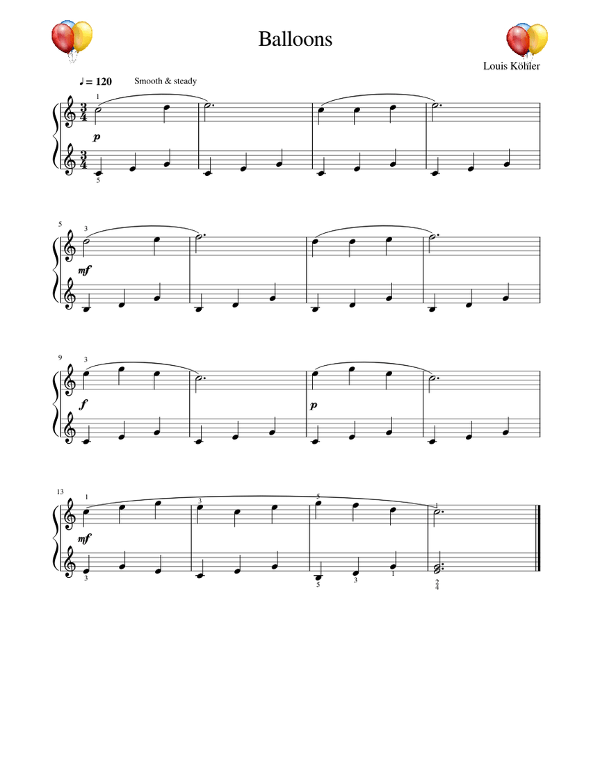 Balloons - (Beginners) Sheet music for Piano | Download free in PDF or MIDI | Musescore.com