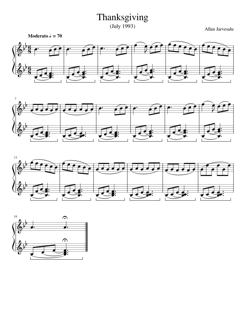 Thanksgiving Sheet music for Piano (Solo) | Musescore.com