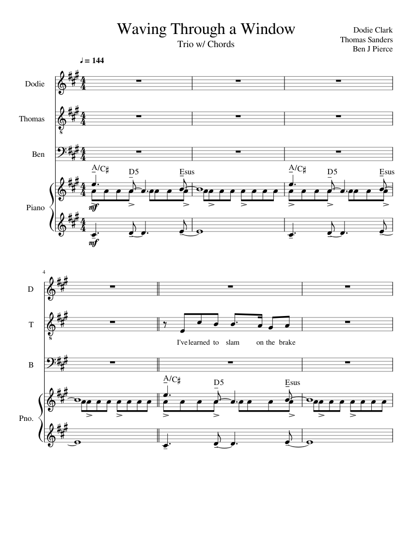 Waving Through A Window Piano