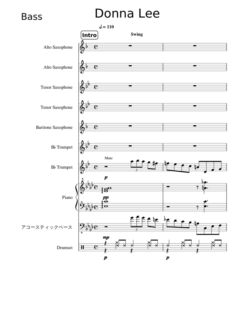 Donna Lee (Wicked Nice Jazz Song) Sheet music for Piano, Alto Saxophone