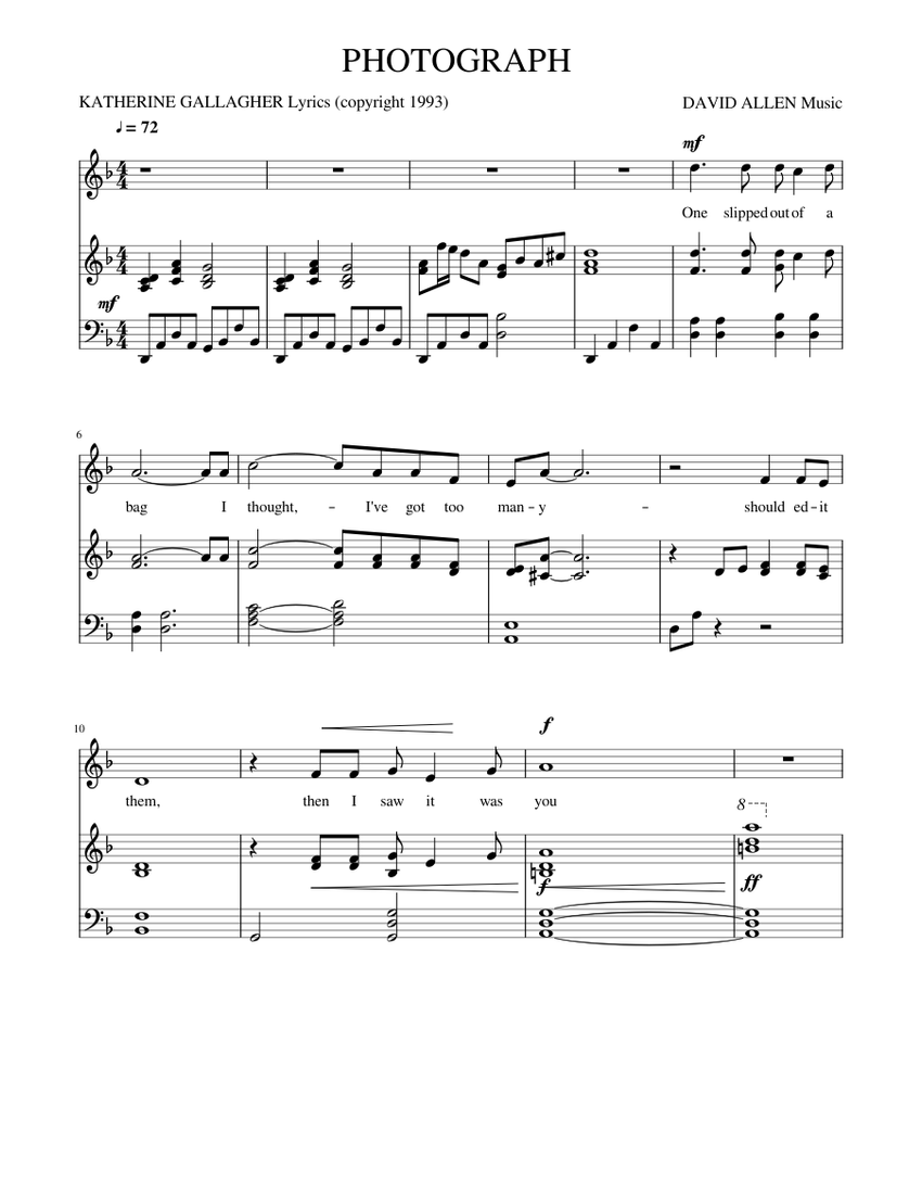 THE PHOTOGRAPH Sheet music for Piano, Voice | Download free in PDF or