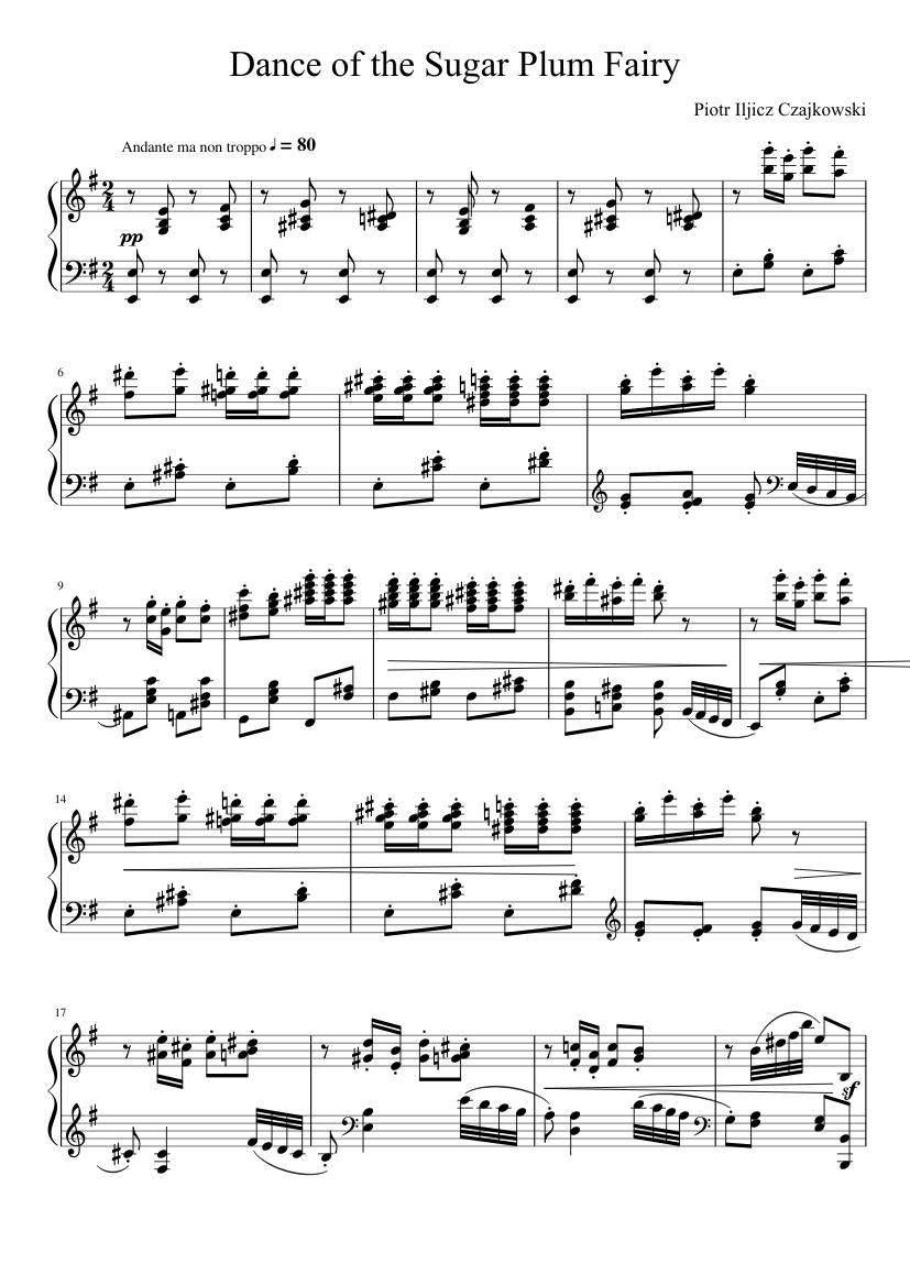 Dance of the Sugar Plum Fairy sheet music for Piano download free in