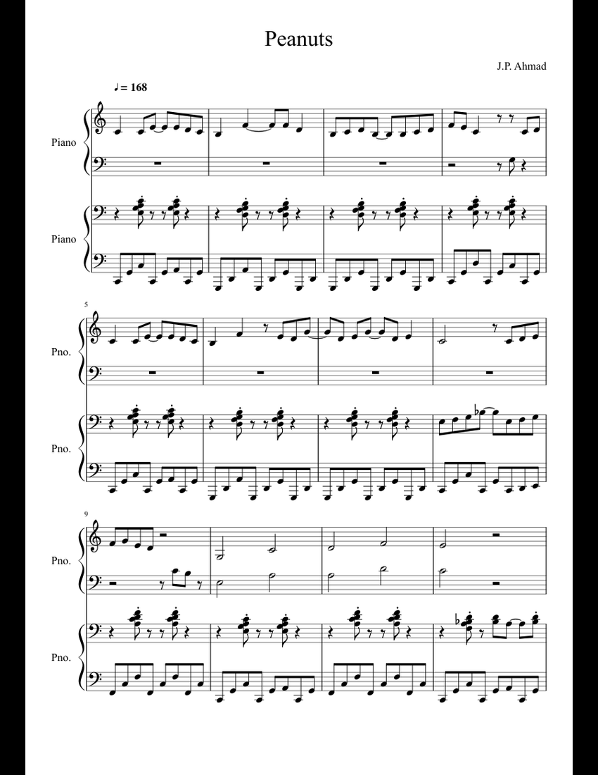 Peanuts sheet music for Piano download free in PDF or MIDI