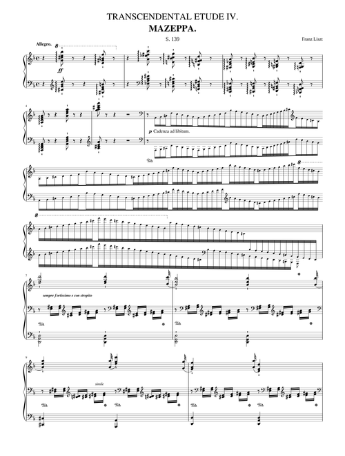 Liszt Transcendental Etude No 4 Mazeppa Sheet Music For Piano Solo Musescore Com