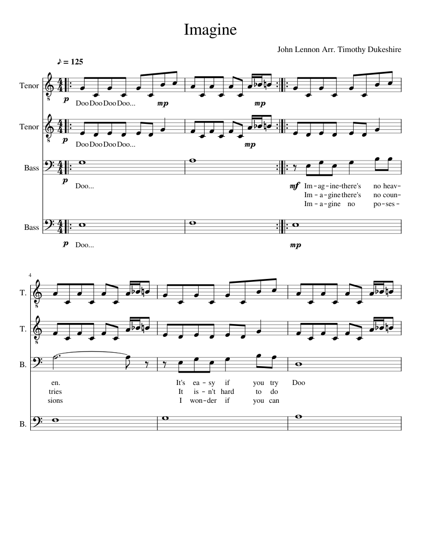 Imagine Sheet music for Piano | Download free in PDF or MIDI