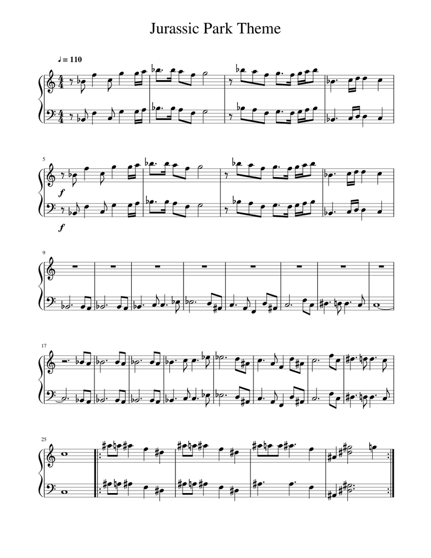 Jurassic Park Theme Sheet music for Piano | Download free in PDF or