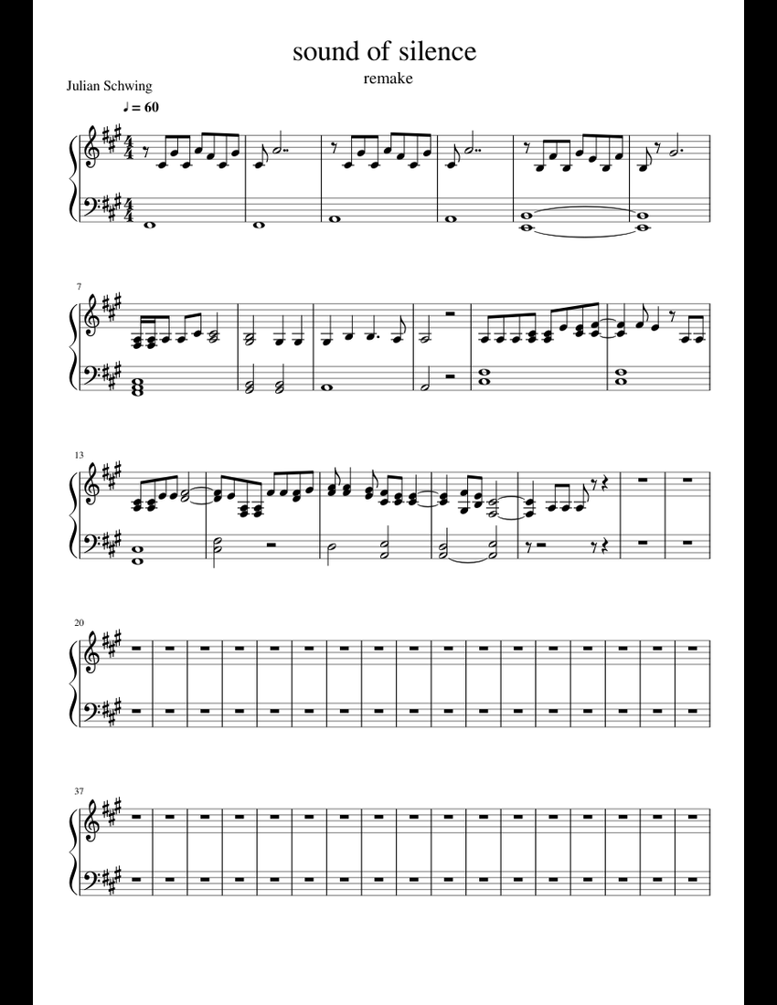 sound of silence sheet music for Piano download free in PDF or MIDI