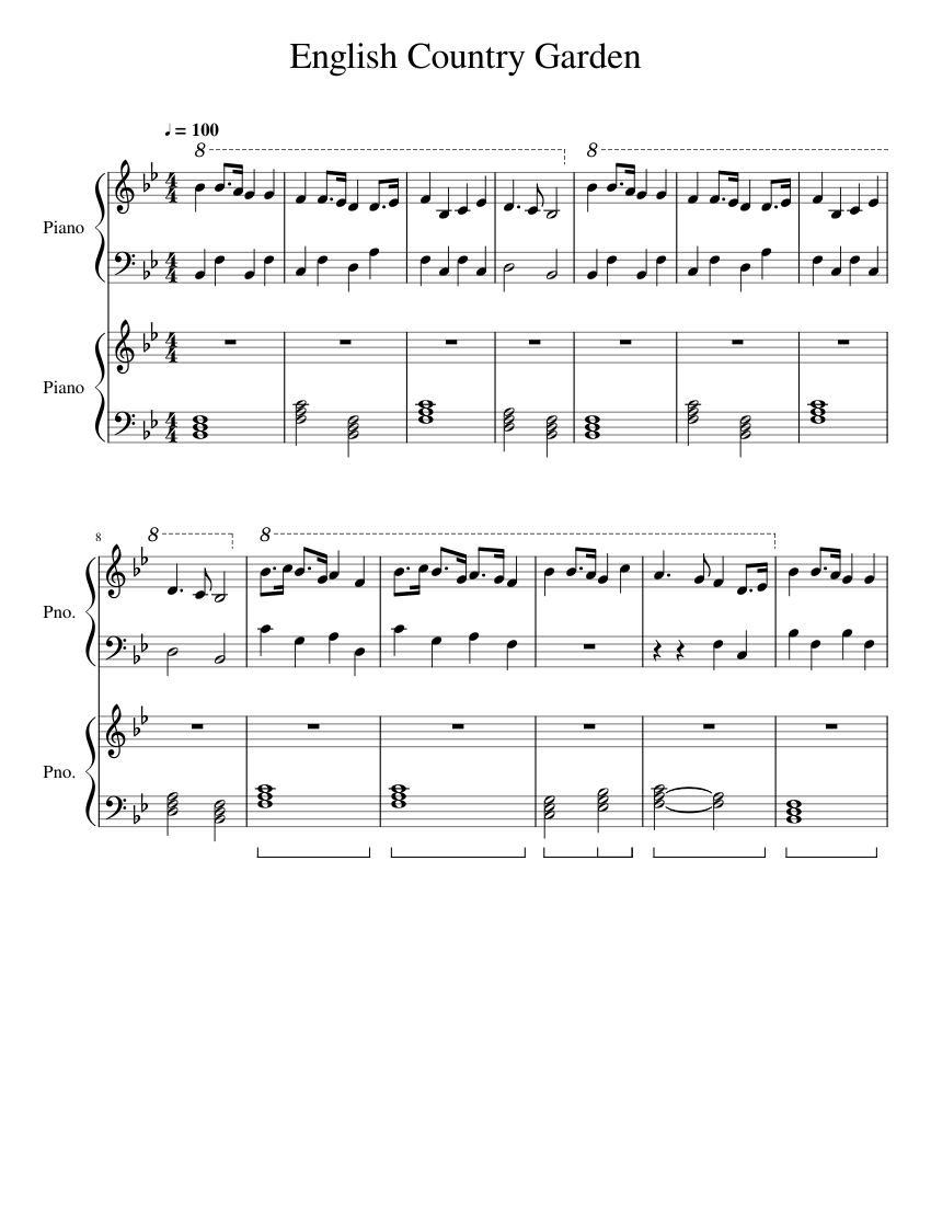 English Country Garden Sheet Music For Piano Download Free In