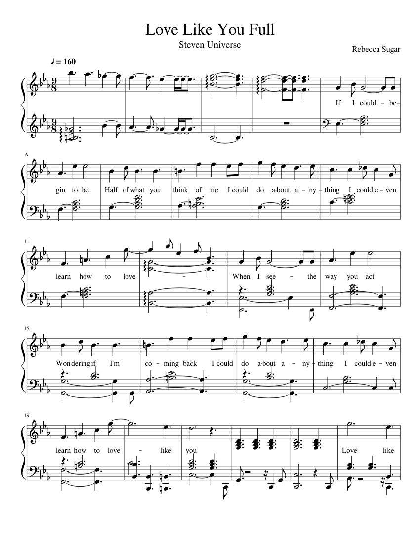 Love Like You Steven Universe sheet music for Piano download free in