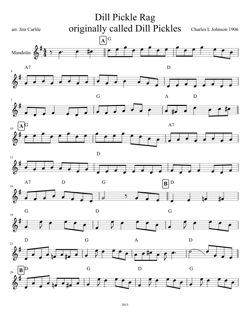 Dill Pickle Rag Sheet music for Guitar | Download free in PDF or MIDI ...