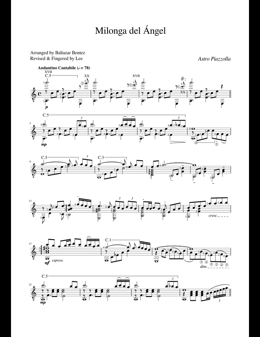Milonga_del_Angel sheet music for Guitar download free in PDF or MIDI