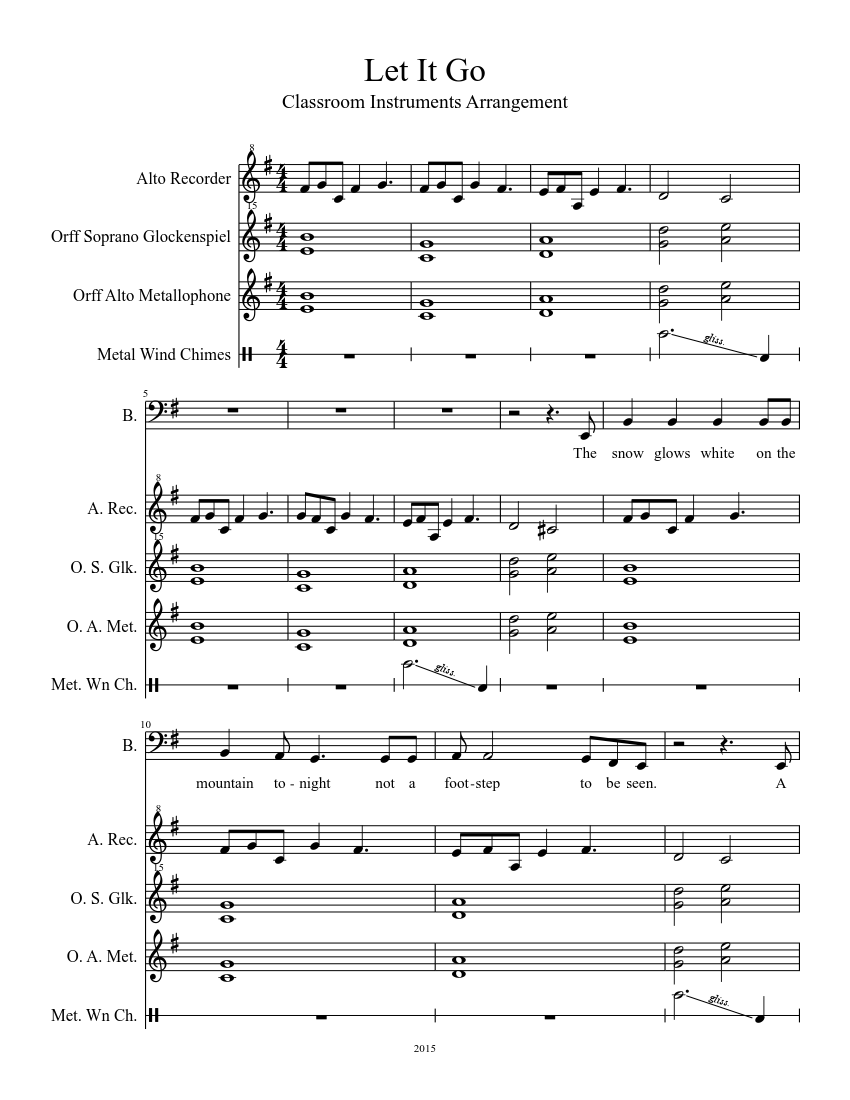 Let It Go sheet music for Piano, Voice, Synthesizer, Recorder download ...