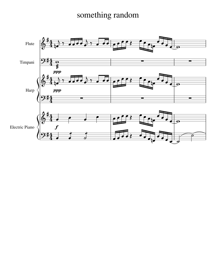 Something Random sheet music for Flute, Piano, Timpani, Harp download
