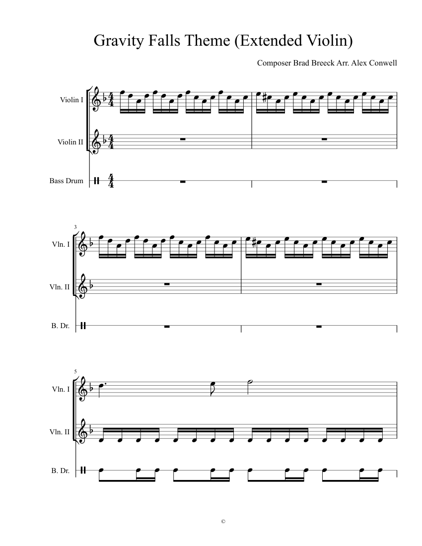 Gravity Falls Theme Extended Violin Sheet Music For Violin