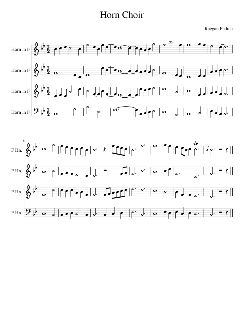Horn Choir Sheet music for French Horn (Mixed Quartet)