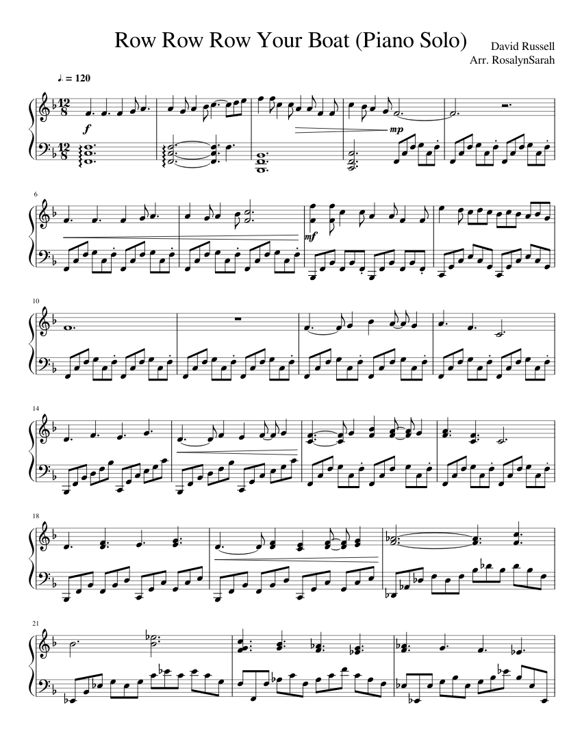 Row Row Row Your Boat (Piano Solo) sheet music for Piano download free