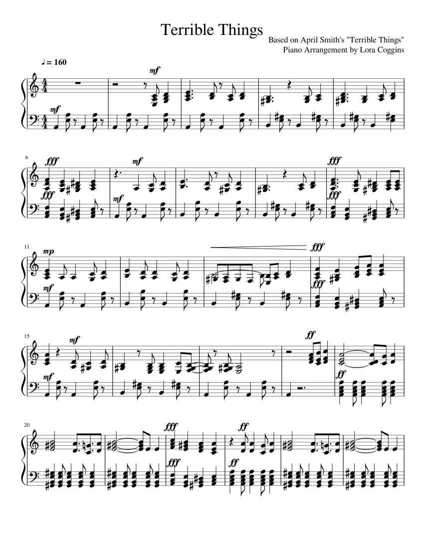Terrible Things (April Smith and the Great Picture Show) Piano