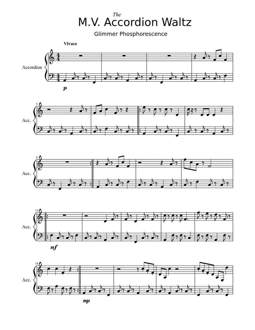 The M.V. Accordion Waltz! Sheet music for Accordion (Solo) | Musescore.com