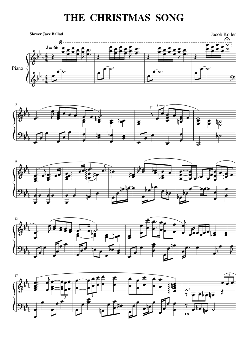 LA CHANSON DE NOËL - musique de feuille composée par Jacob Koller - 1 de 5 pages