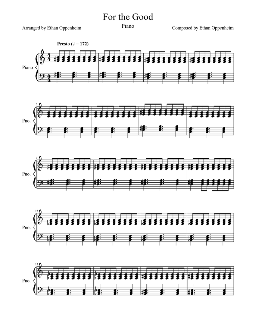 For the Good Sheet music for Piano (Solo) | Musescore.com