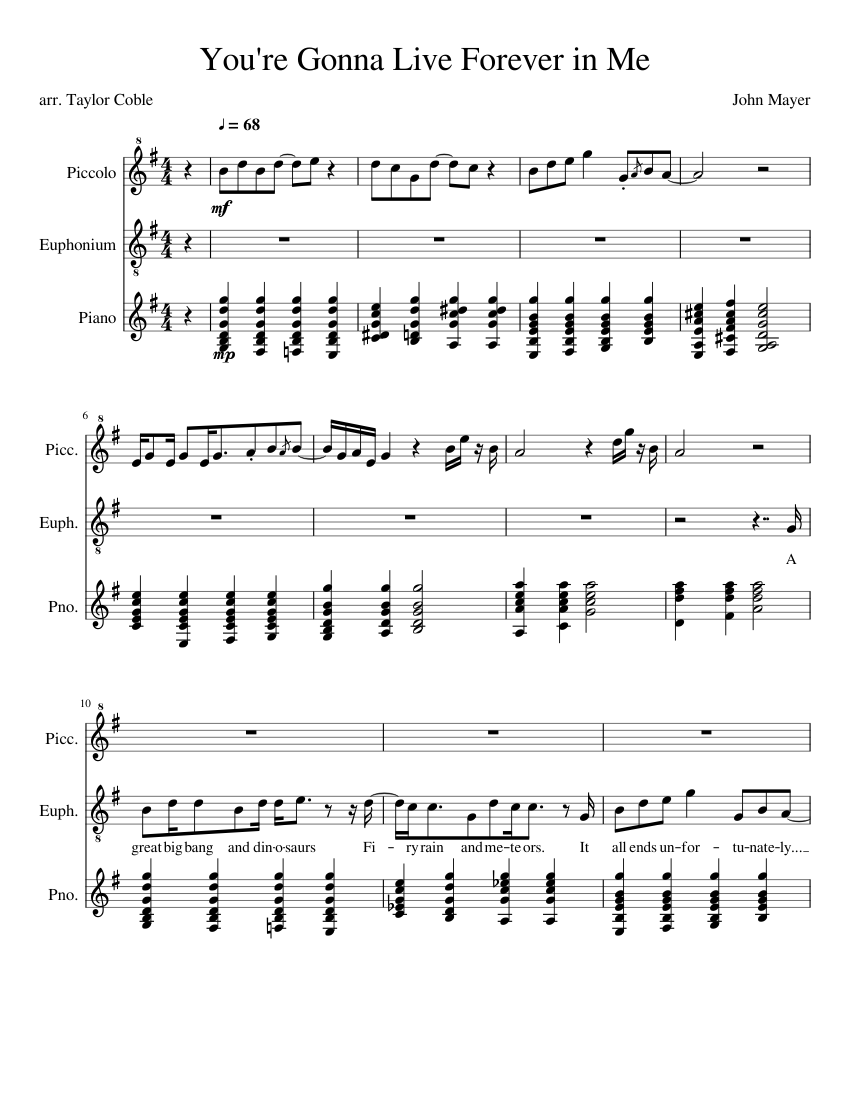 John Mayer You Re Gonna Live Forever In Me Chords