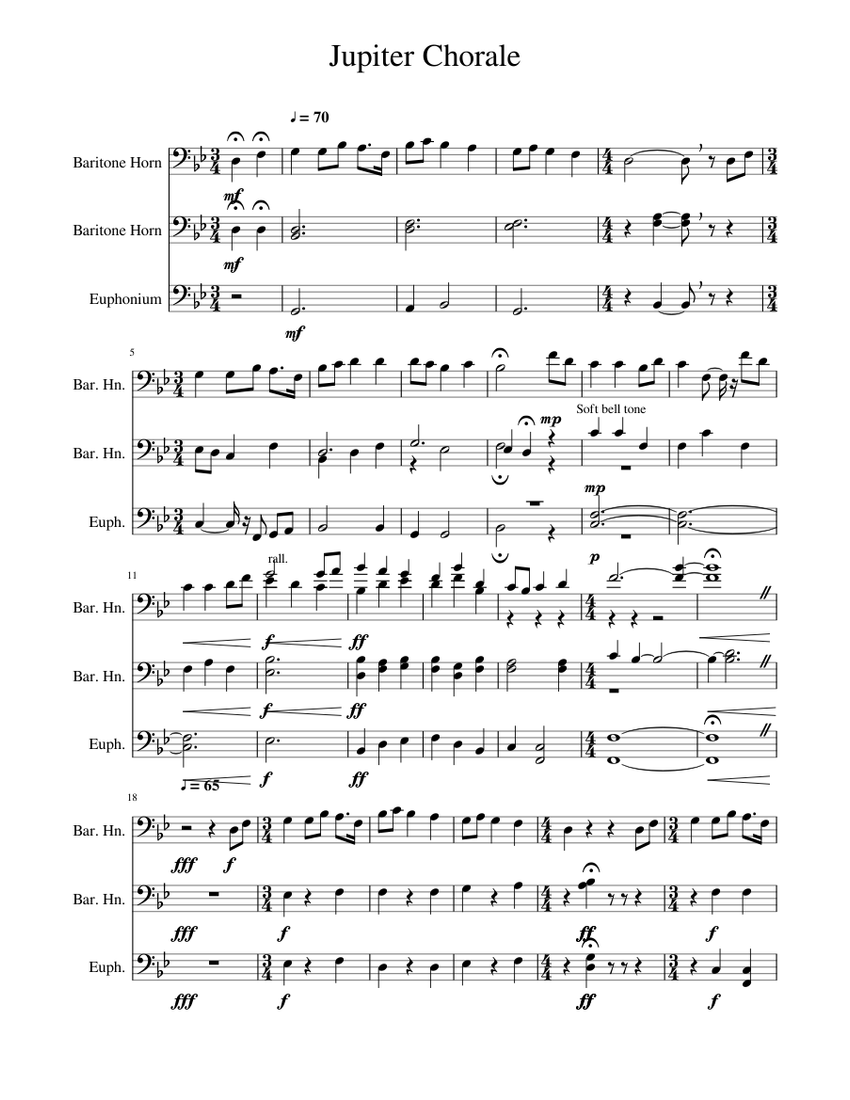 Jupiter Chorale Sheet music for French Horn, Tuba Download free in