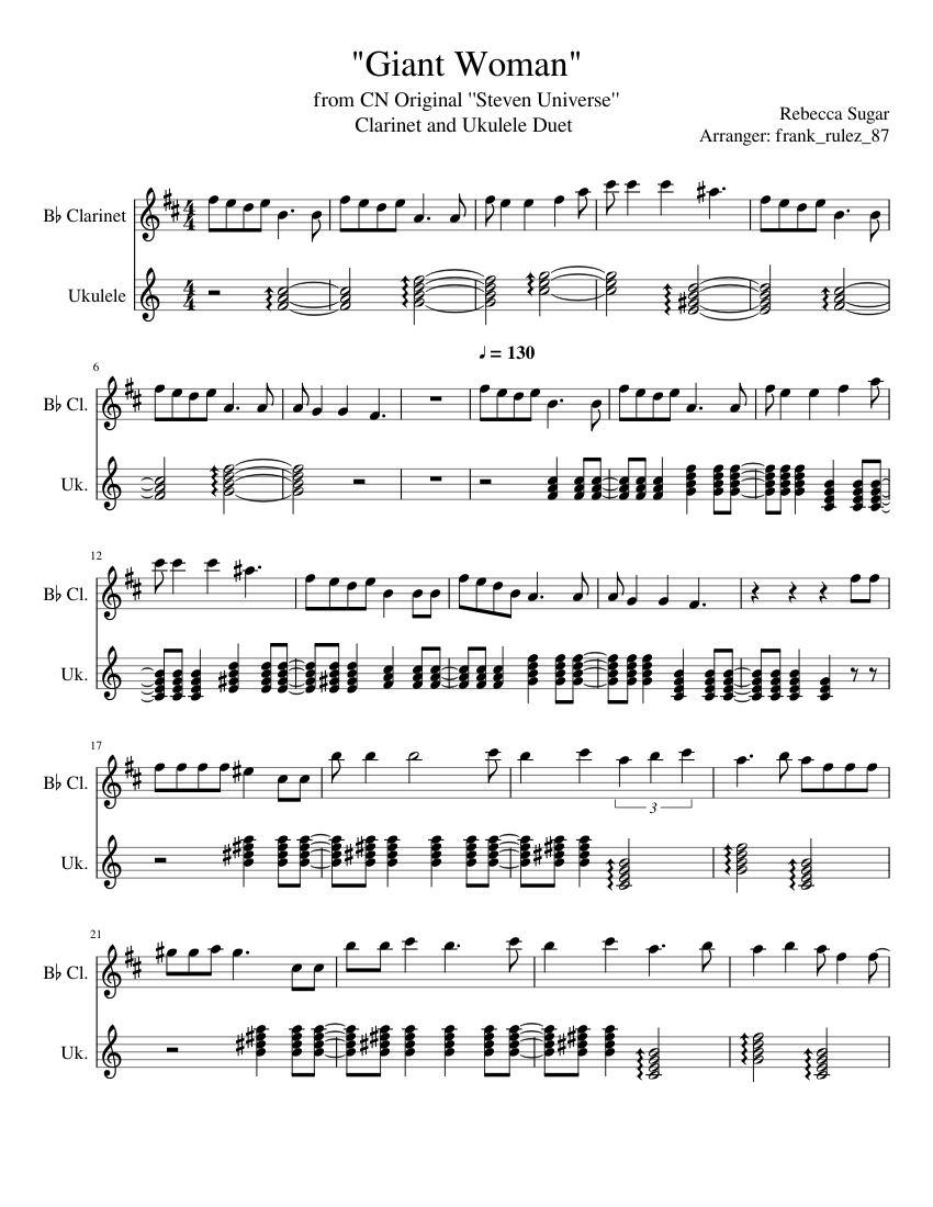 Giant Woman sheet music for Clarinet, Guitar download free in PDF or MIDI