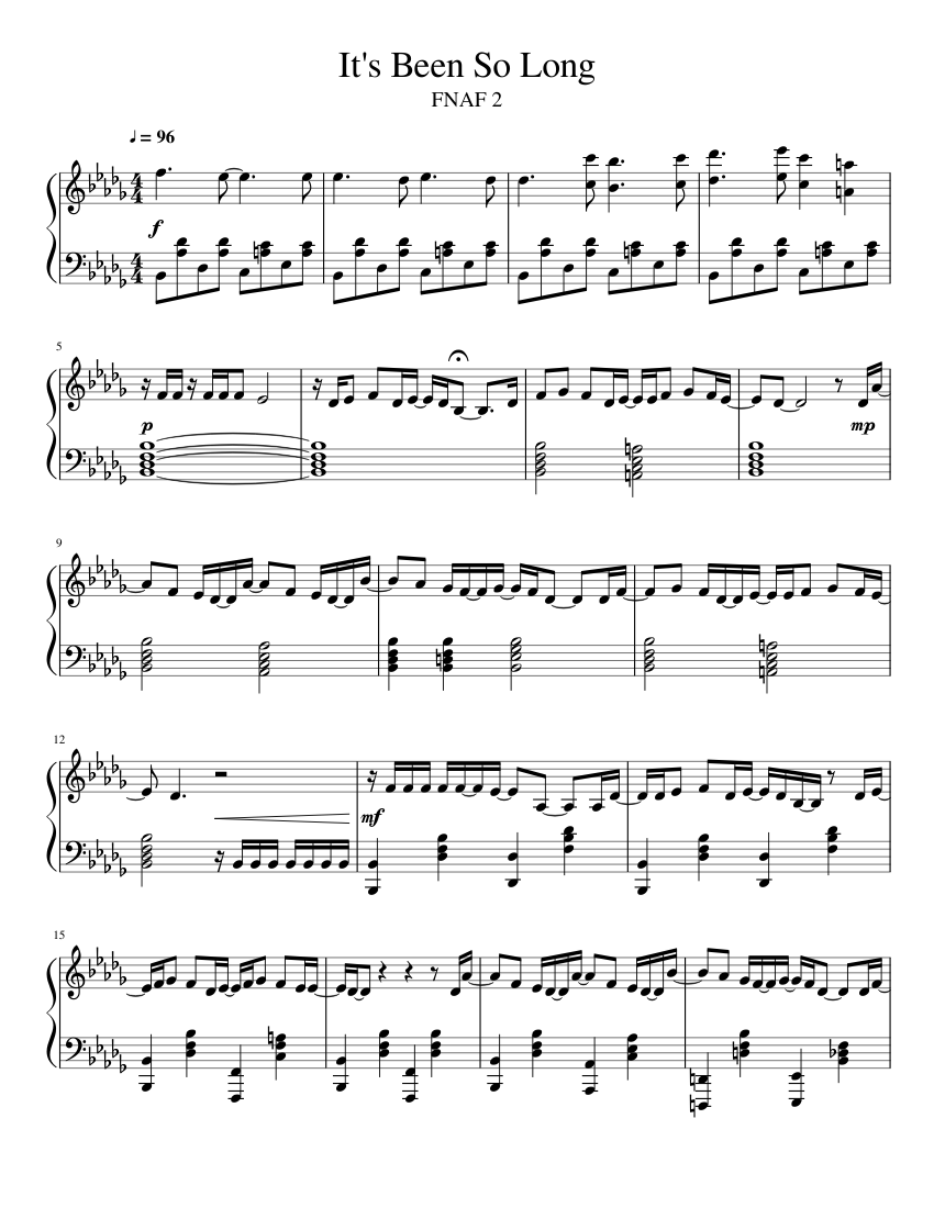 It's Been So Long (FNAF 2) sheet music for Piano download free in PDF