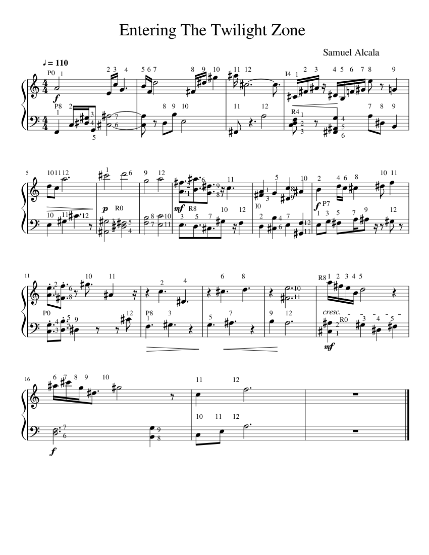 Entering The Twilight Zone Samuel Alcala Sheet music for Piano (Solo
