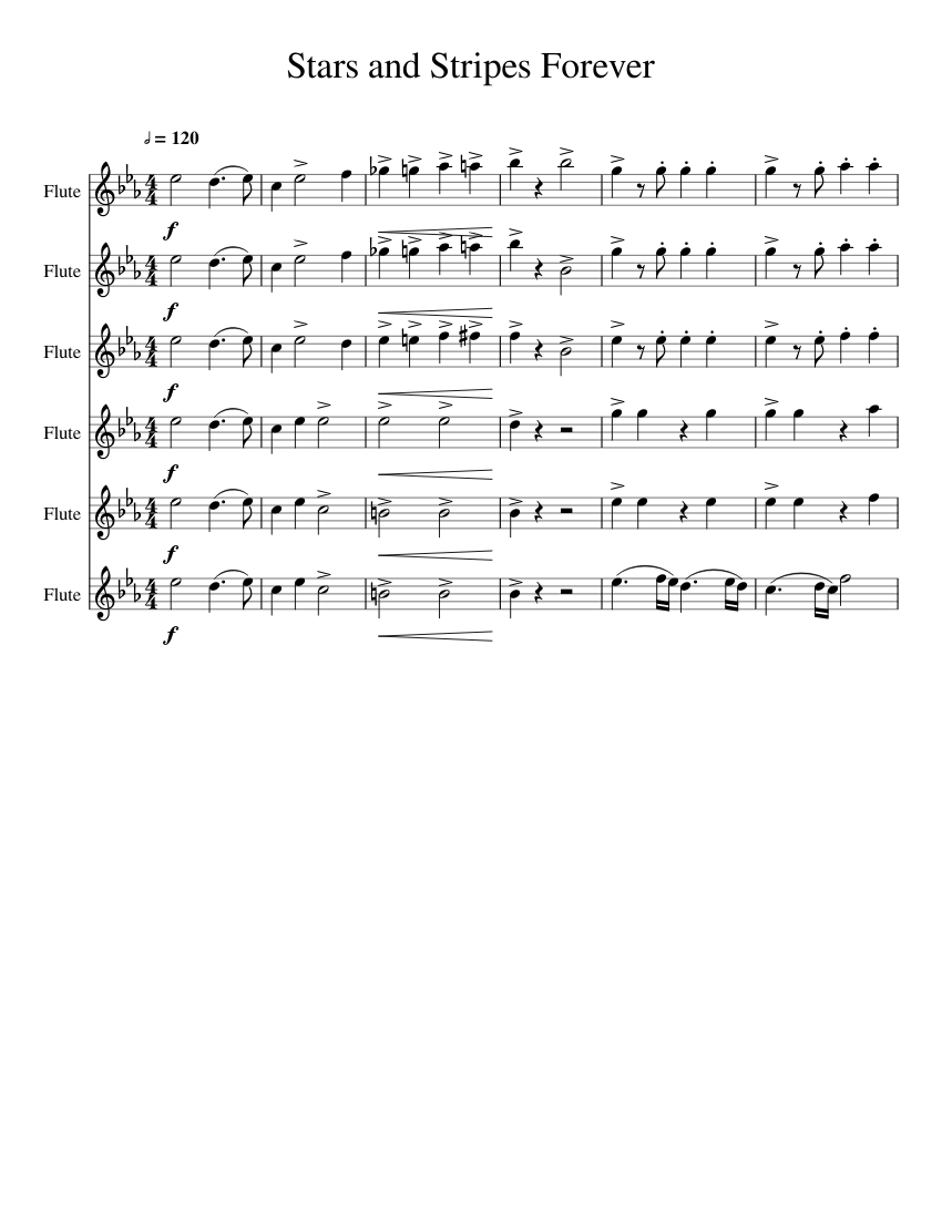 Stars and Stripes Forever Sheet music for Flute | Download free in PDF ...