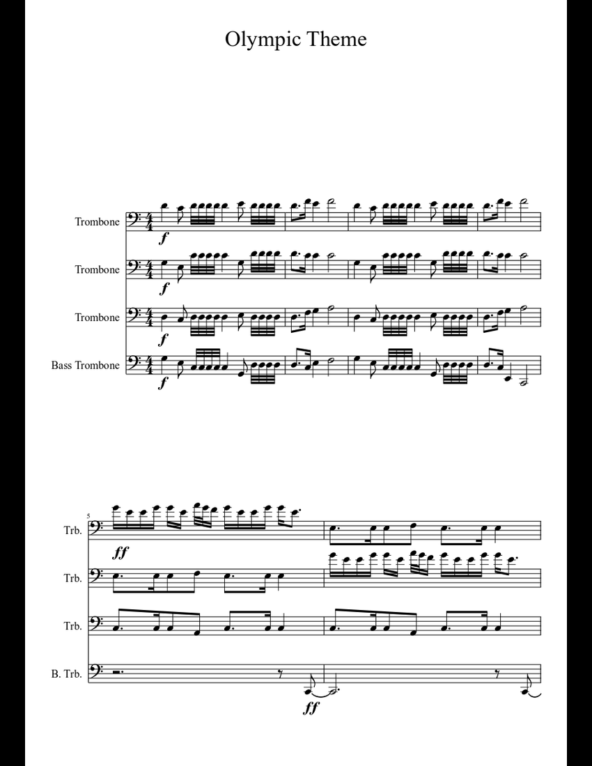 Olympic Theme For Trombone Quartet sheet music download free in PDF or MIDI