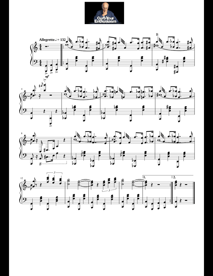 Curb Your Enthusiasm sheet music for Piano download free in PDF or MIDI