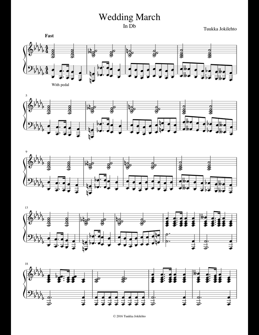 Wedding March (In Db) sheet music for Piano download free