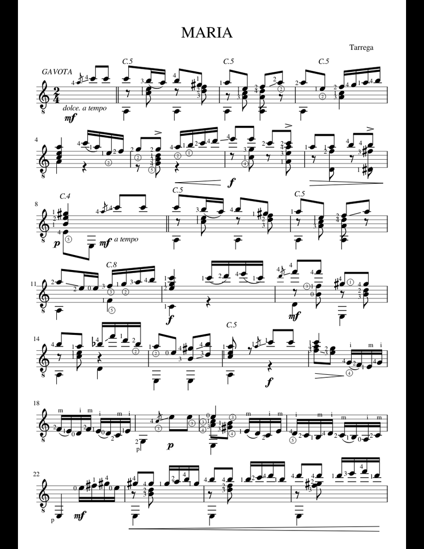 MARIA sheet music for Guitar download