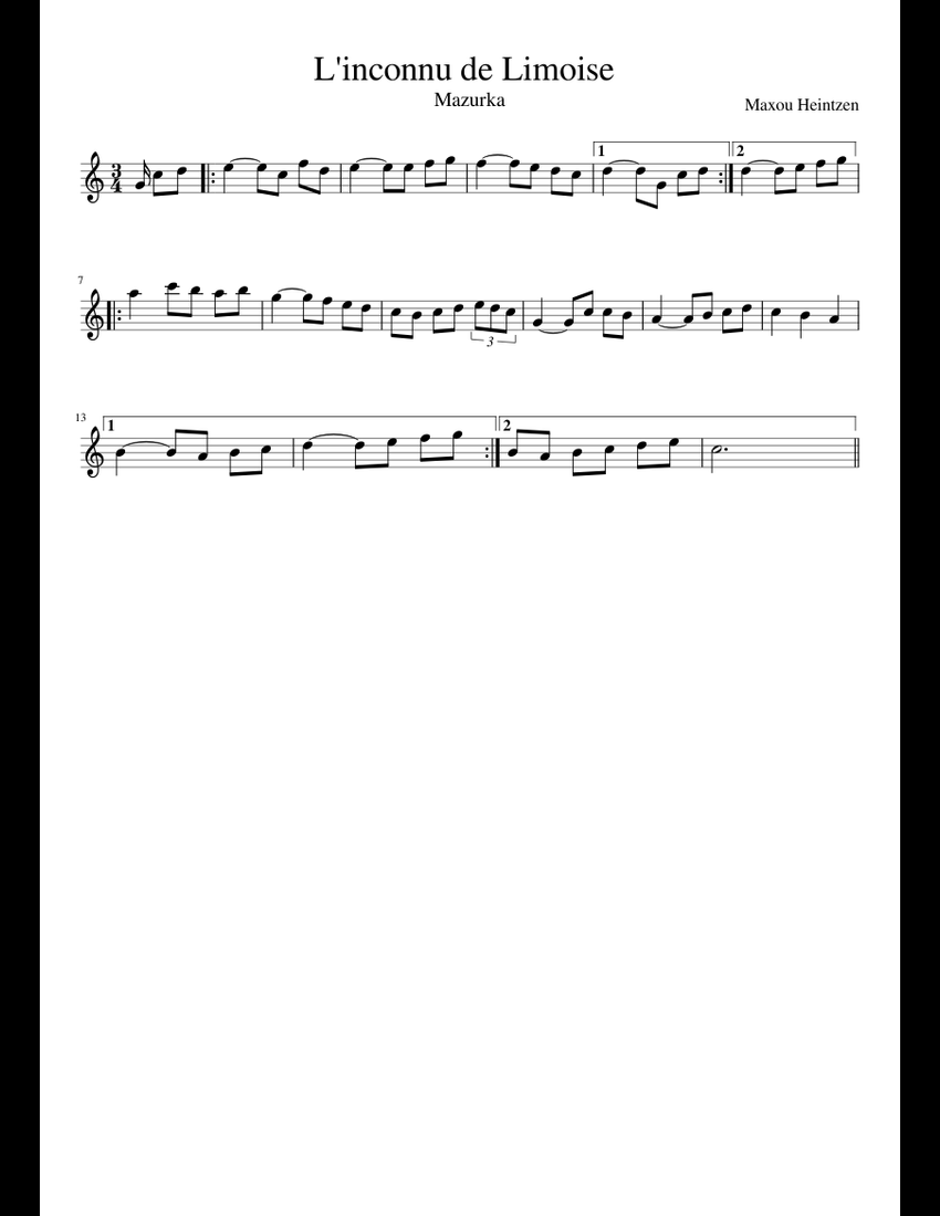 L'inconnu de Limoise sheet music download free in PDF or MIDI