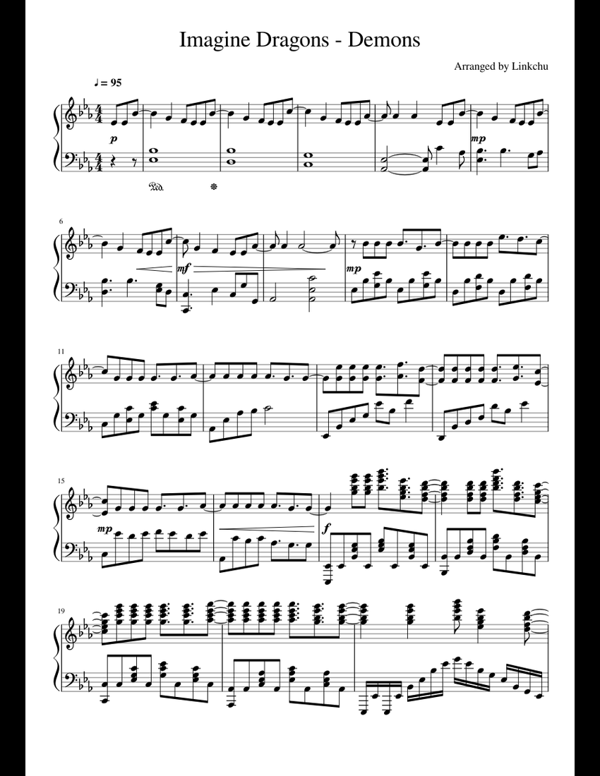 Imagine Dragons - Demons sheet music for Piano download free in PDF or MIDI