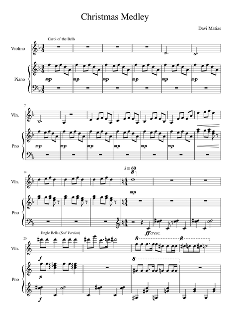 Christmas Medley Sheet Music For Piano Violin Mixed Duet Musescore Com