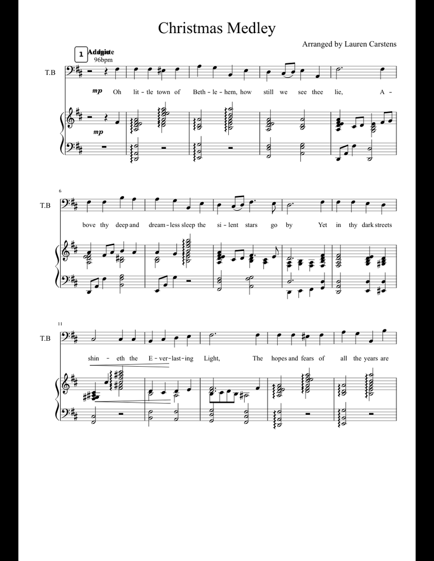 Christmas Medley BBC full score sheet music for Violin, Piano, Voice download free in PDF or MIDI
